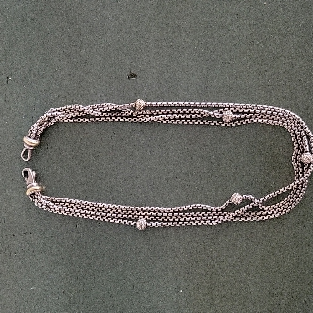 David Yurman Sterling silver diamond multi strand (3) necklace